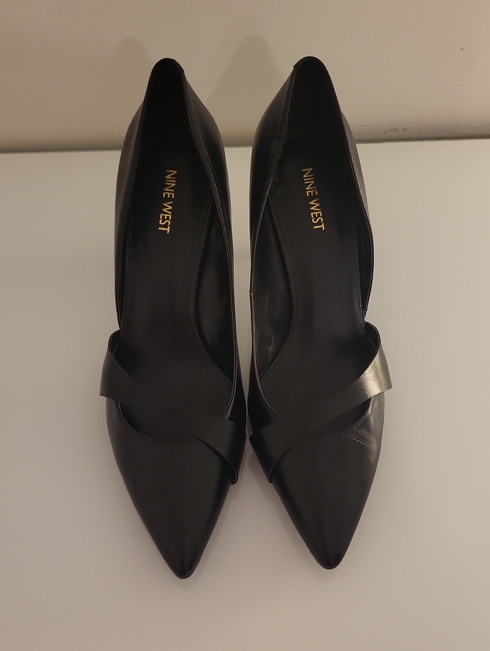 Nine West Black Pointed-Toe Cross-Strap Pumps